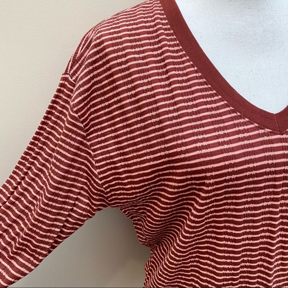 Anthropologie ribbed pink marois Hannah v neck top 70’s 80’s inspired small - Picture 11 of 14